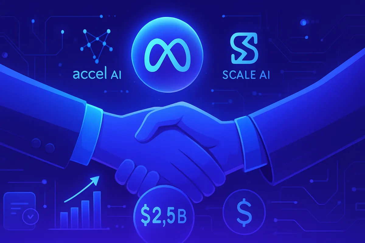 Réunion stratégique autour d’un investissement dans une entreprise spécialisée dans les données d’intelligence artificielle.