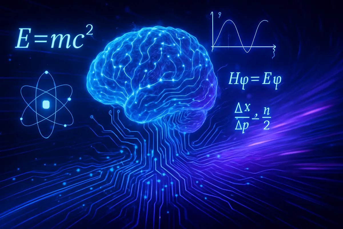 Chercheuse analysant une simulation physique reliée à un réseau de neurones dans un laboratoire.