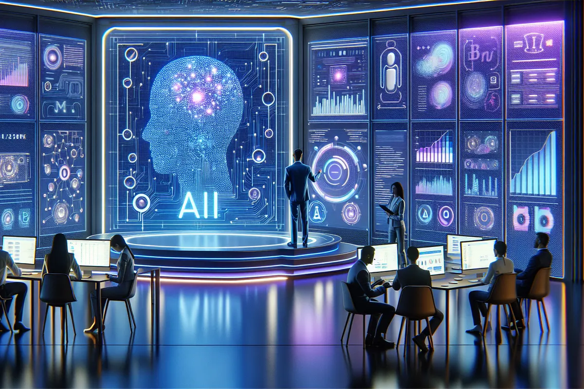 Une responsable RH analyse des profils et des compétences avec un outil d’intelligence artificielle.