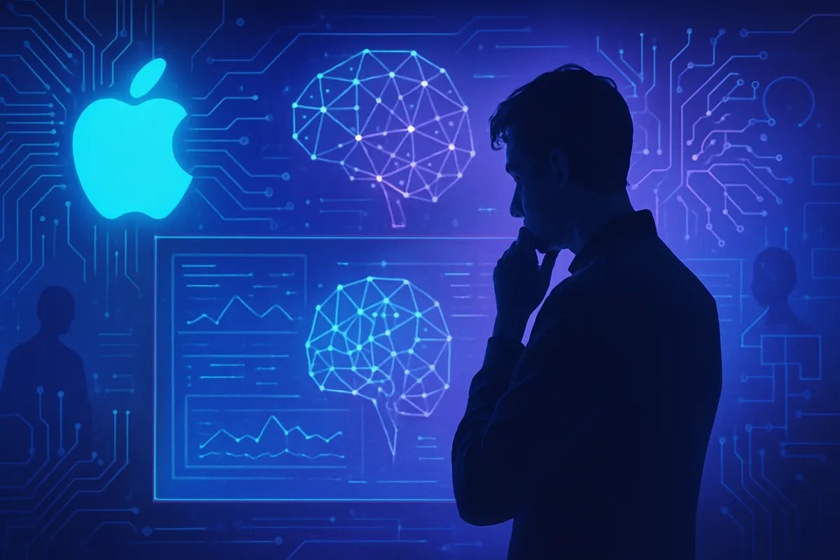 Un laboratoire d’intelligence artificielle évoquant la concurrence pour les chercheurs et l’évolution des assistants vocaux.