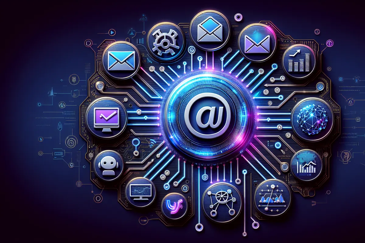 Une responsable marketing consulte des échanges de campagne et des résultats de recherche dans sa messagerie.