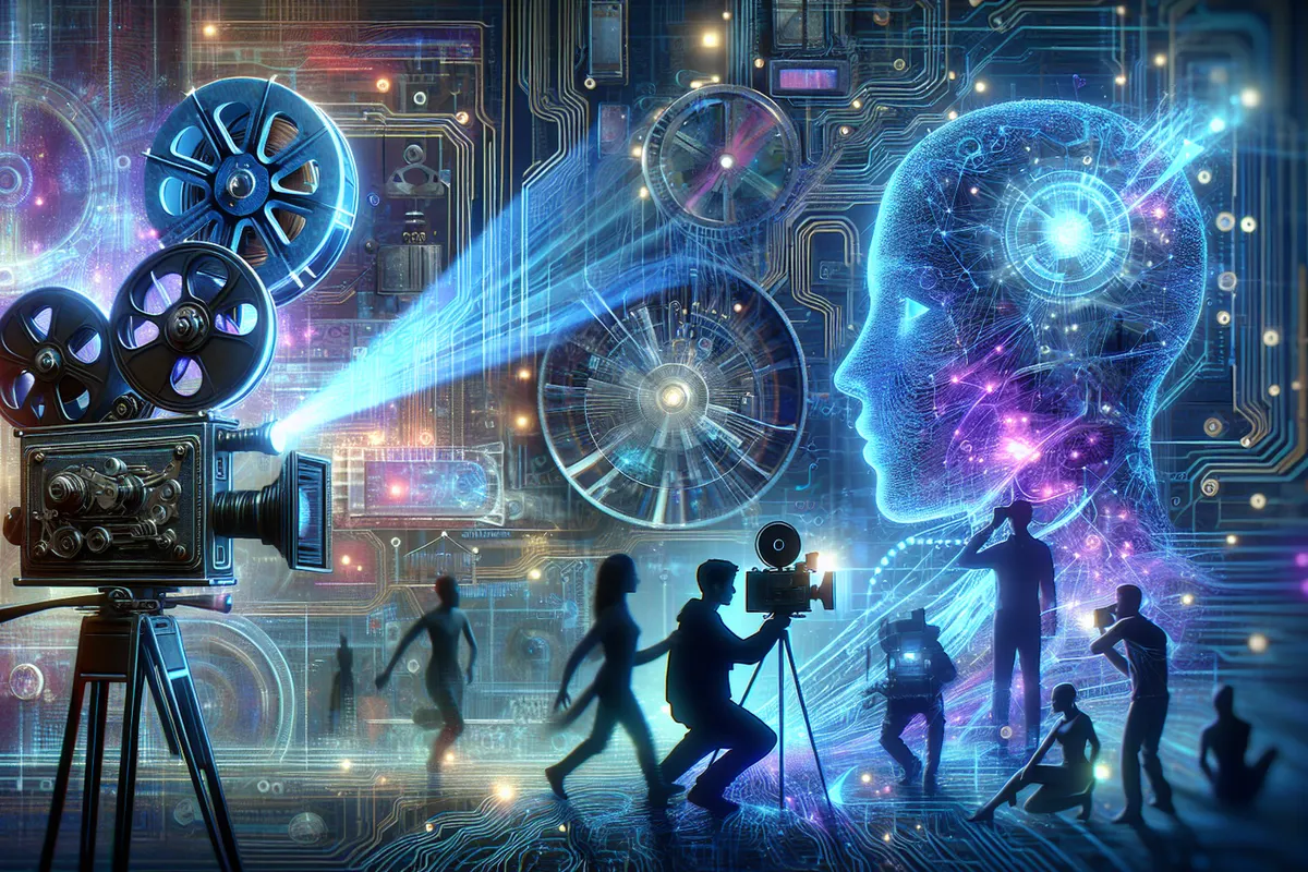 Une réalisatrice examine des images de famille et des pages de scénario dans une salle de montage.