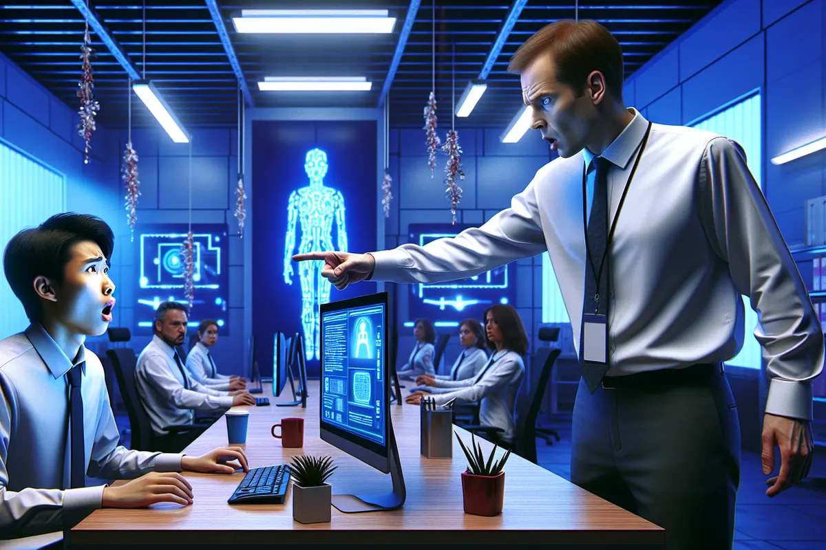 Des ingénieurs vérifient les données et les accès d’un système d’intelligence artificielle en cours d’entraînement.