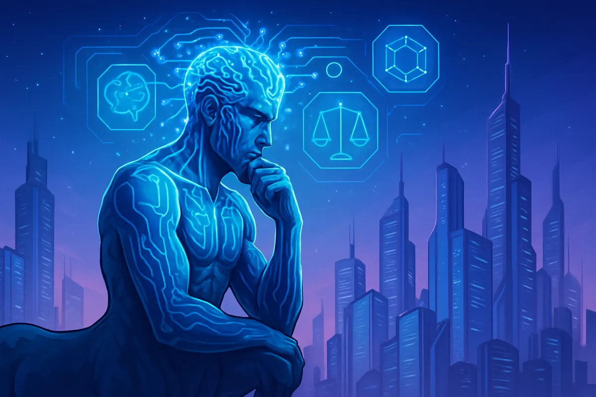 Un laboratoire de psychologie où une IA visualise des parcours de décision issus d’expériences humaines.