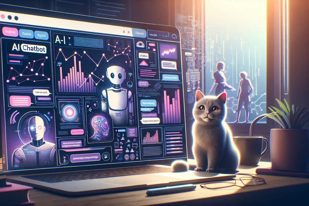Une personne échange avec un assistant IA sur ordinateur, avec un document et une image à analyser.