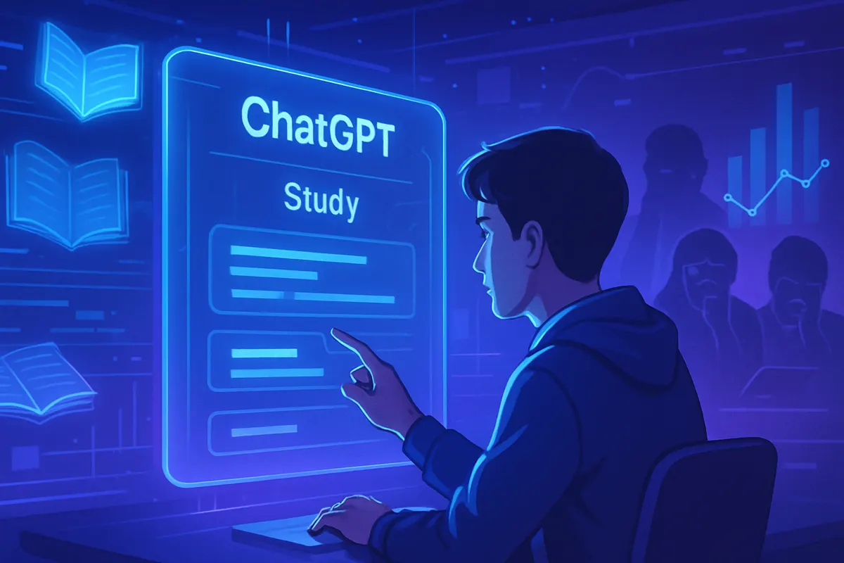 Une élève compare ses notes manuscrites à un assistant conversationnel sur son ordinateur.