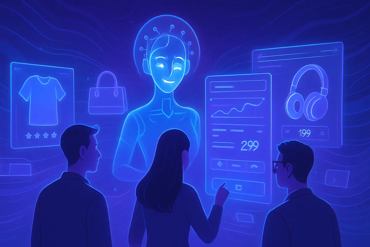 Une personne compare des produits avec un assistant conversationnel sur son ordinateur portable.