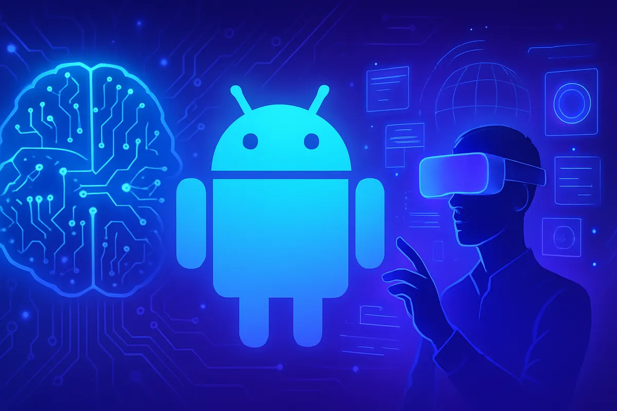 Une conférence technologique illustre les liens entre smartphone, assistant IA et réalité mixte.