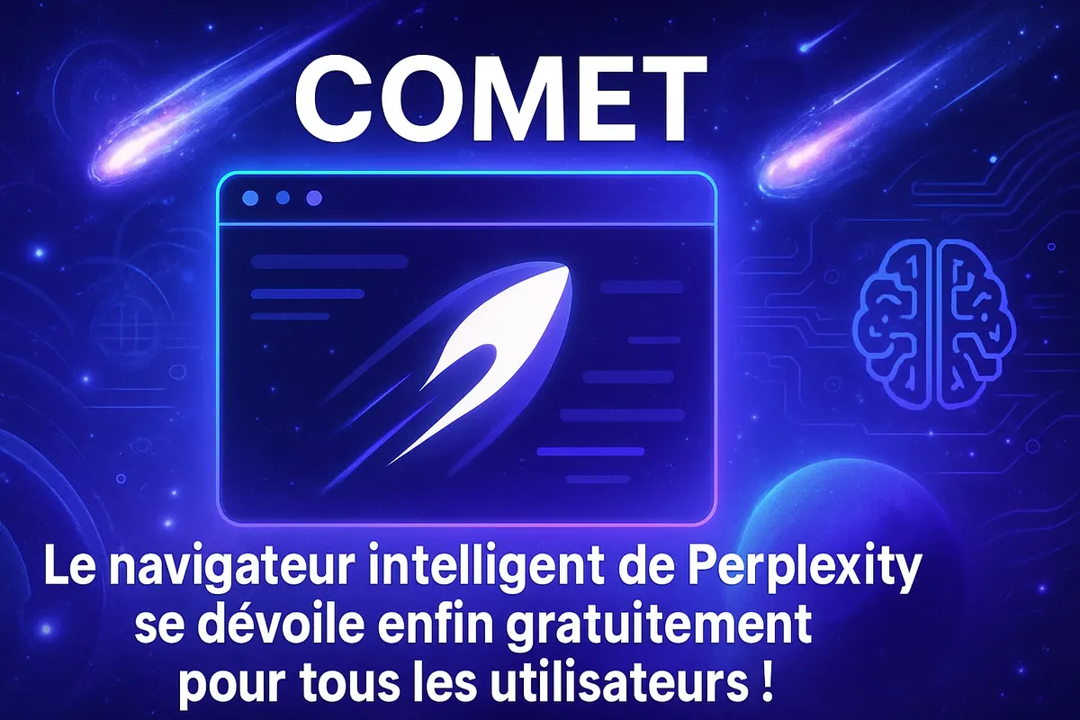 Un utilisateur consulte des onglets web et un assistant IA latéral dans un navigateur sur ordinateur.