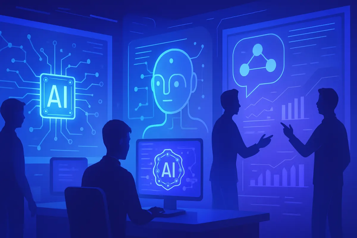 Une professionnelle apprend à utiliser des outils d’IA pour rédiger, rechercher et créer des visuels au travail.