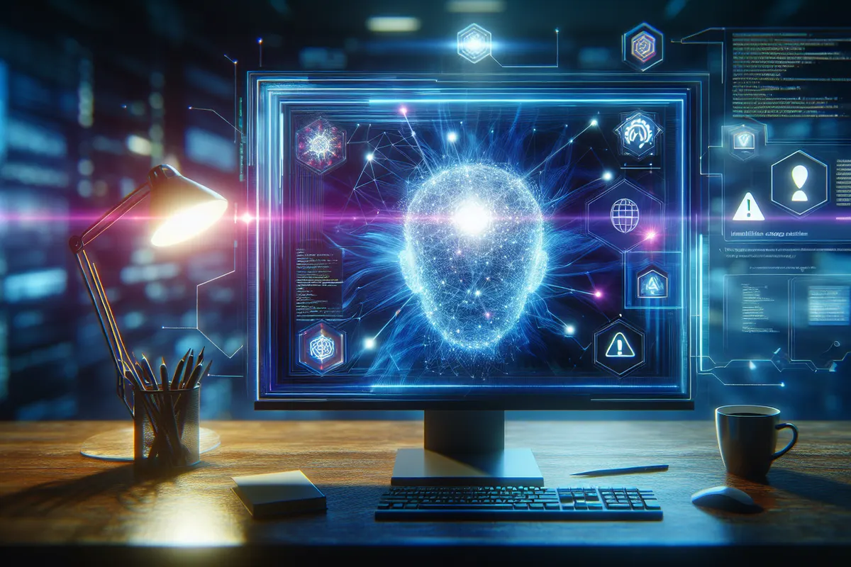 Visualisation d’un agent d’IA analysant du code de base de données pour repérer une faille mémoire.