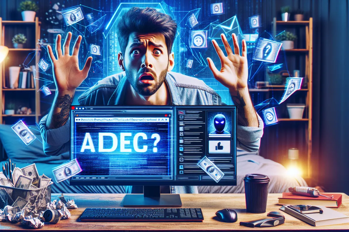 Un créateur analyse sur son téléphone une fausse publicité vidéo manipulée par intelligence artificielle.