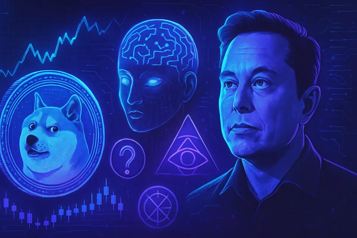 Un écran d’IA et des documents distinguent un programme gouvernemental américain d’une cryptomonnaie.