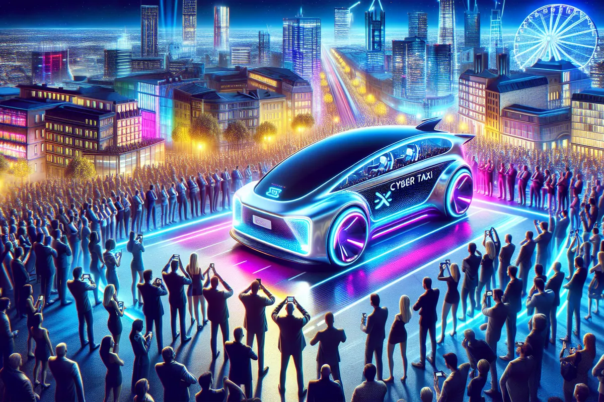 Un robotaxi électrique autonome à deux places attend un passager dans une rue européenne.