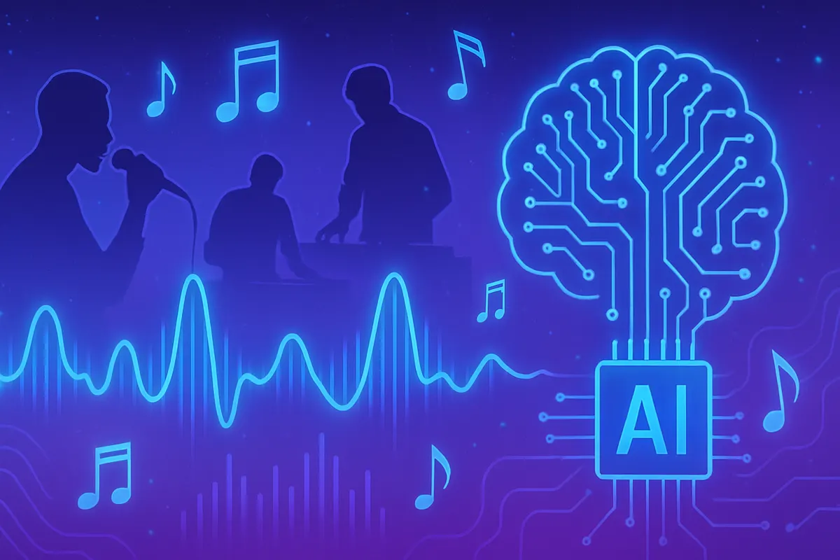 Un ingénieur analyse une forme d’onde audio afin d’identifier un morceau généré par intelligence artificielle.