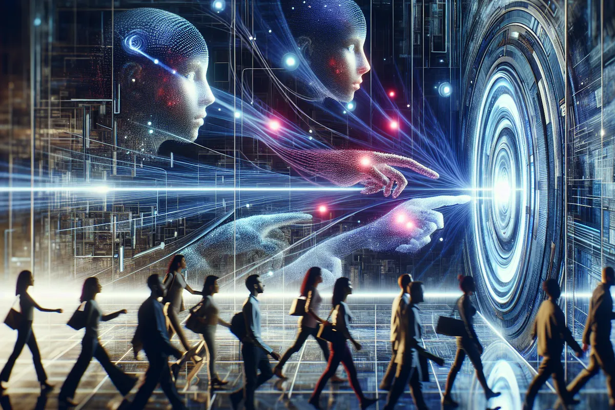 Un doigt et une pince robotique touchent un capteur optique analysant pression et frottement.