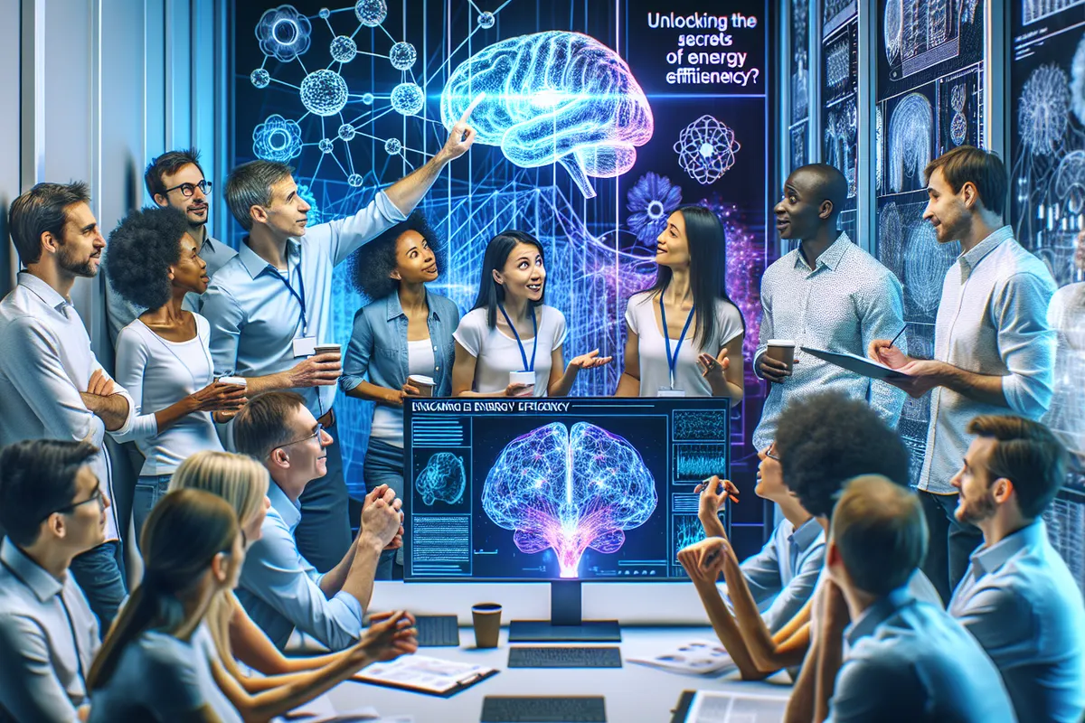 Chercheur comparant un réseau de neurones artificiel à un modèle de cerveau dans un laboratoire.