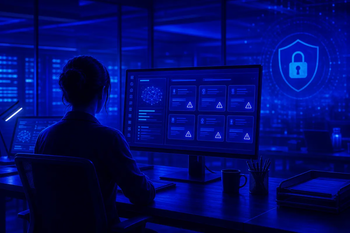 Analyste examinant des alertes de sécurité sur une plateforme de chatbot afin de protéger les enfants.