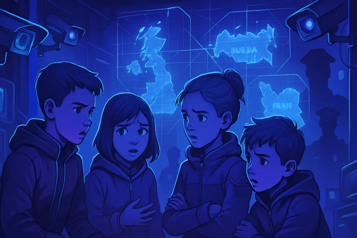 Un adolescent face à un ordinateur, accompagné d’un parent, dans un contexte de prévention des risques en ligne.