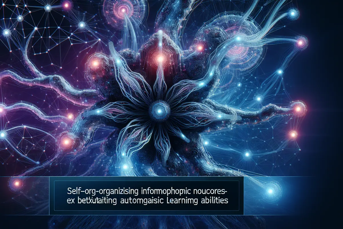 Puce neuromorphique reliée à des circuits évoquant des neurones et des synapses artificielles.