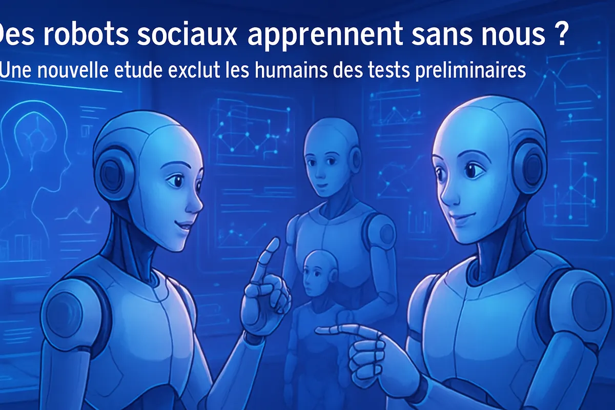 Robot humanoïde orientant son regard vers un objet désigné lors d’un test d’interaction sociale.