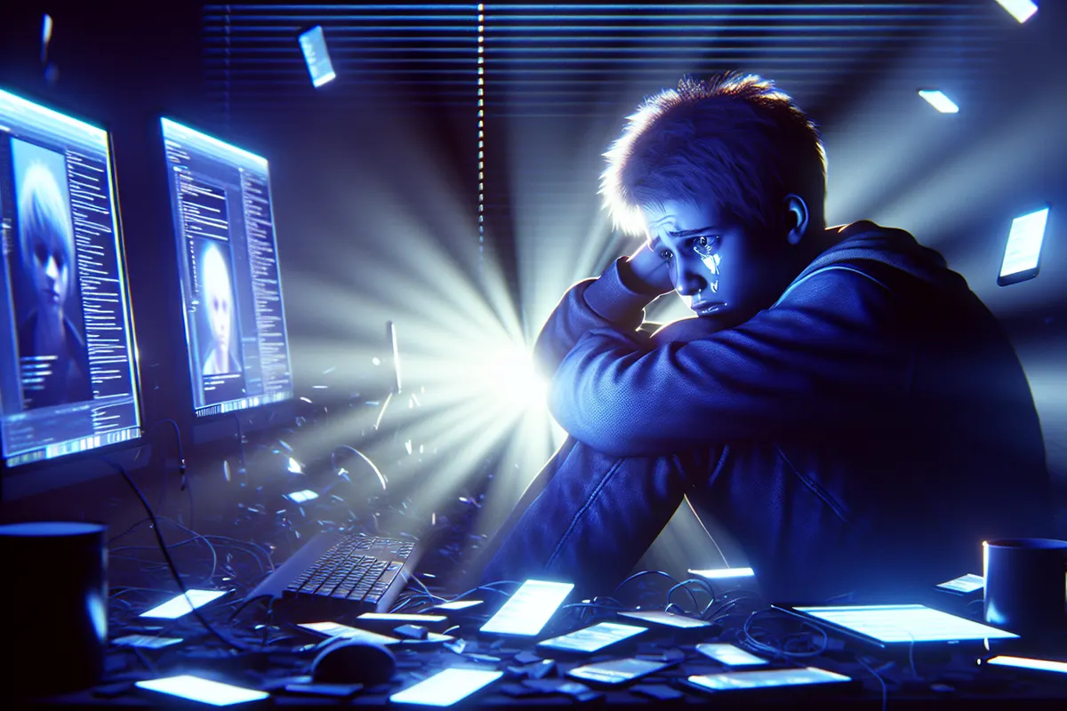Un adolescent face à un smartphone, accompagné par un adulte attentif dans un cadre familial.
