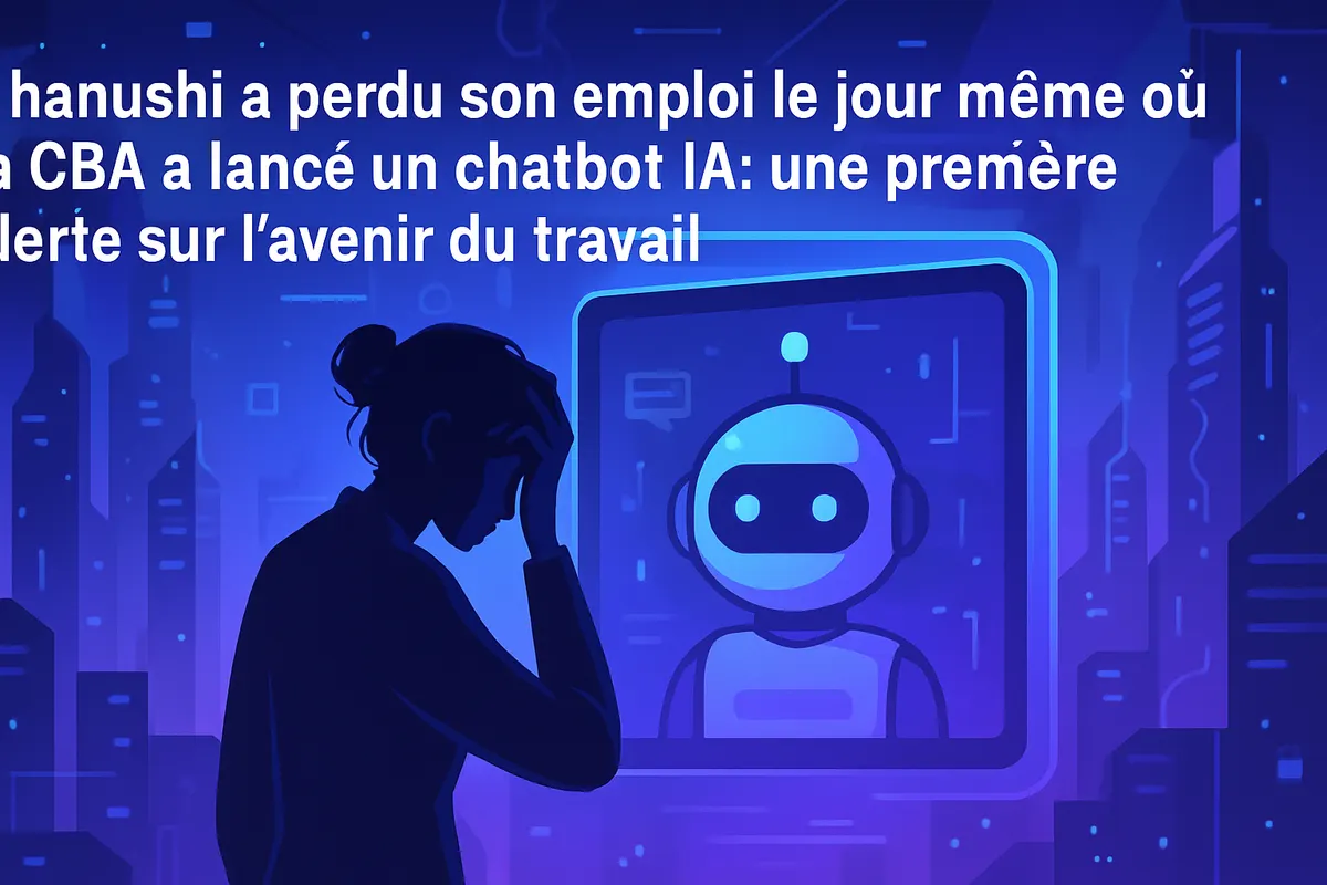 Employée de service client face à un assistant conversationnel dans un bureau bancaire.