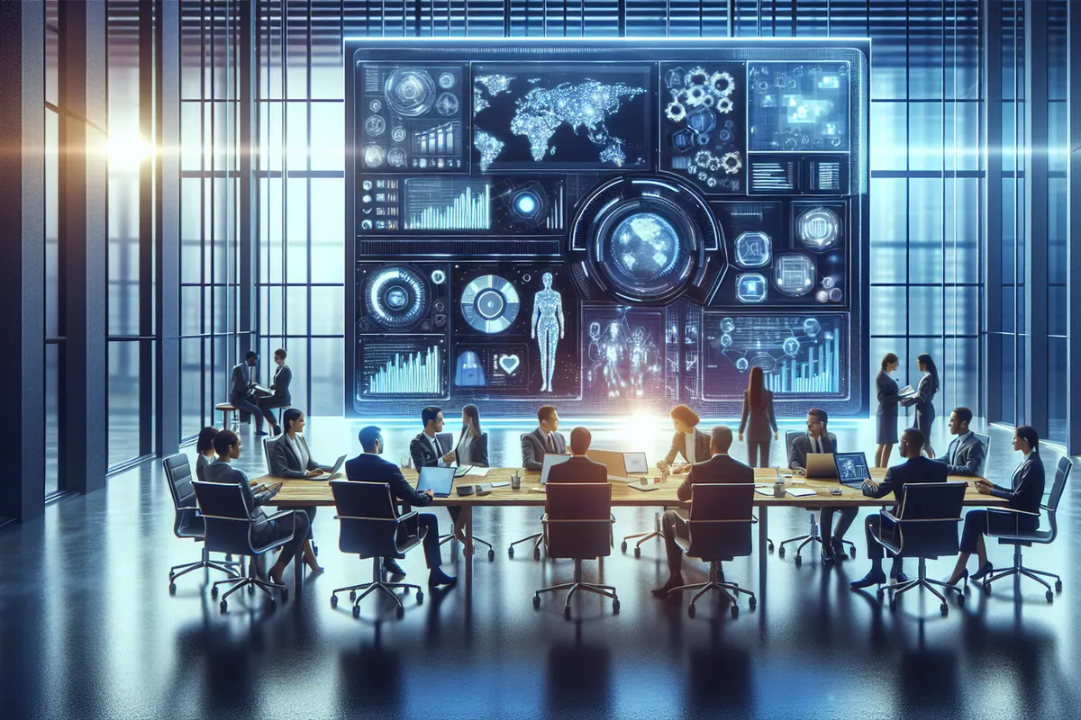 Spécialiste de la paie vérifiant un tableau de bord automatisé avec les équipes RH et finance.