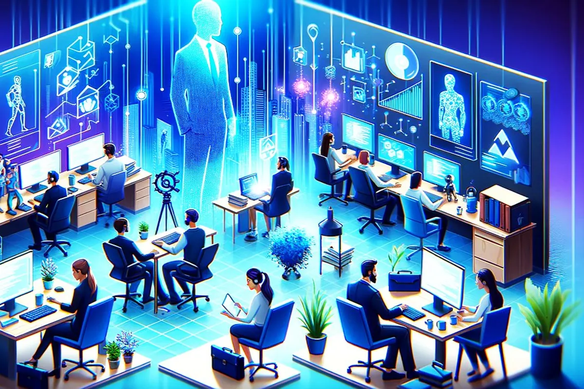 Professionnels collaborant à distance sur un projet d’intelligence artificielle et d’analyse de données