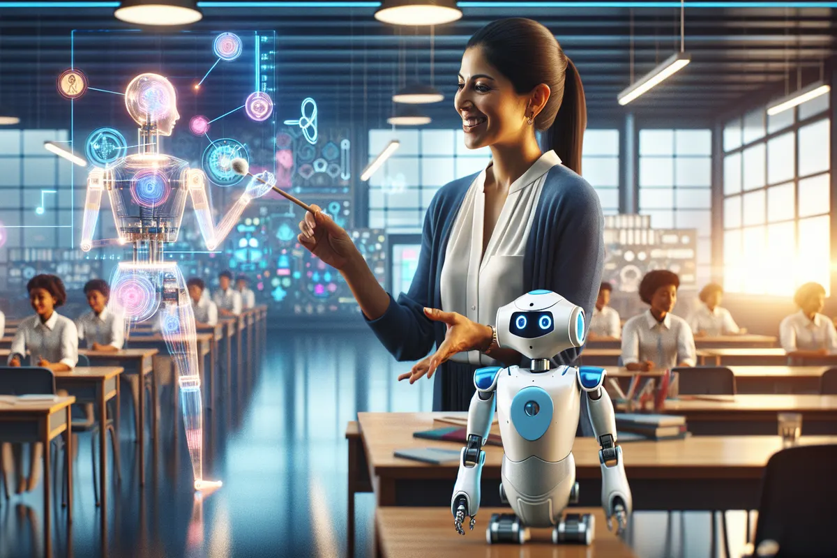 Un bras robotique analyse des objets sur un plan de travail avant de planifier un déplacement sûr.