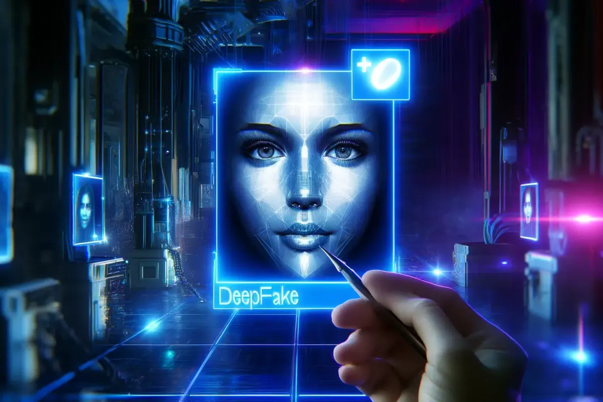 Internaute face à une fausse publicité vidéo utilisant une voix et un visage générés par IA.