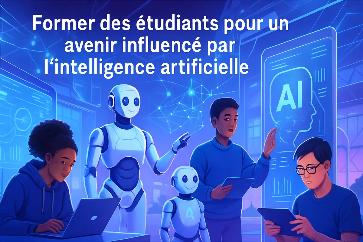 Des étudiants comparent des documents de cours et des réponses générées par une IA avec leur enseignant.