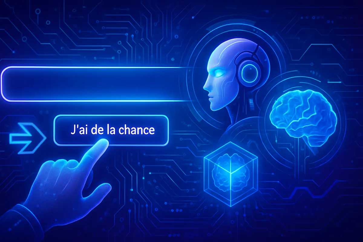 Ordinateur illustrant le passage d’une recherche par lien direct à un assistant conversationnel.