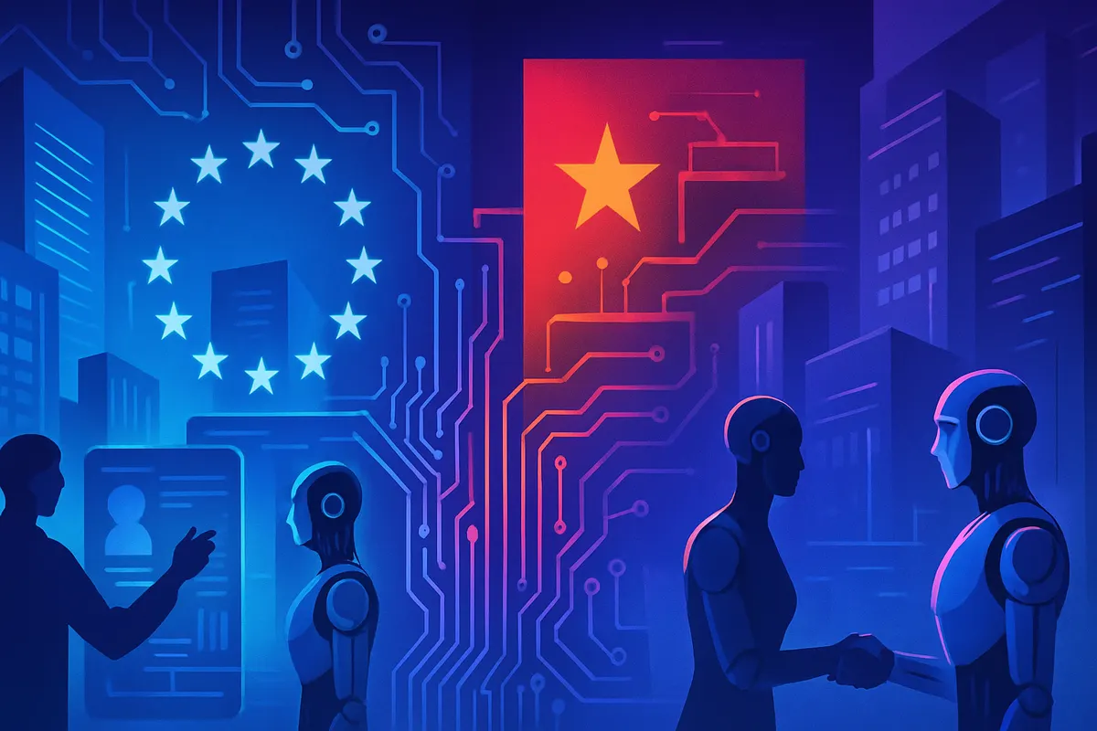 Des salariés et une conseillère analysent l’adoption de l’IA et la protection des données en Europe.