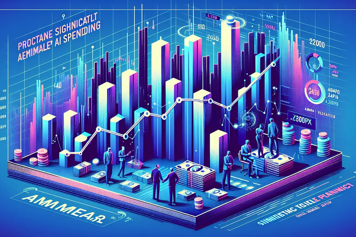 Techniciens dans un vaste centre de données illustrant les investissements massifs dans l’infrastructure de l’IA.