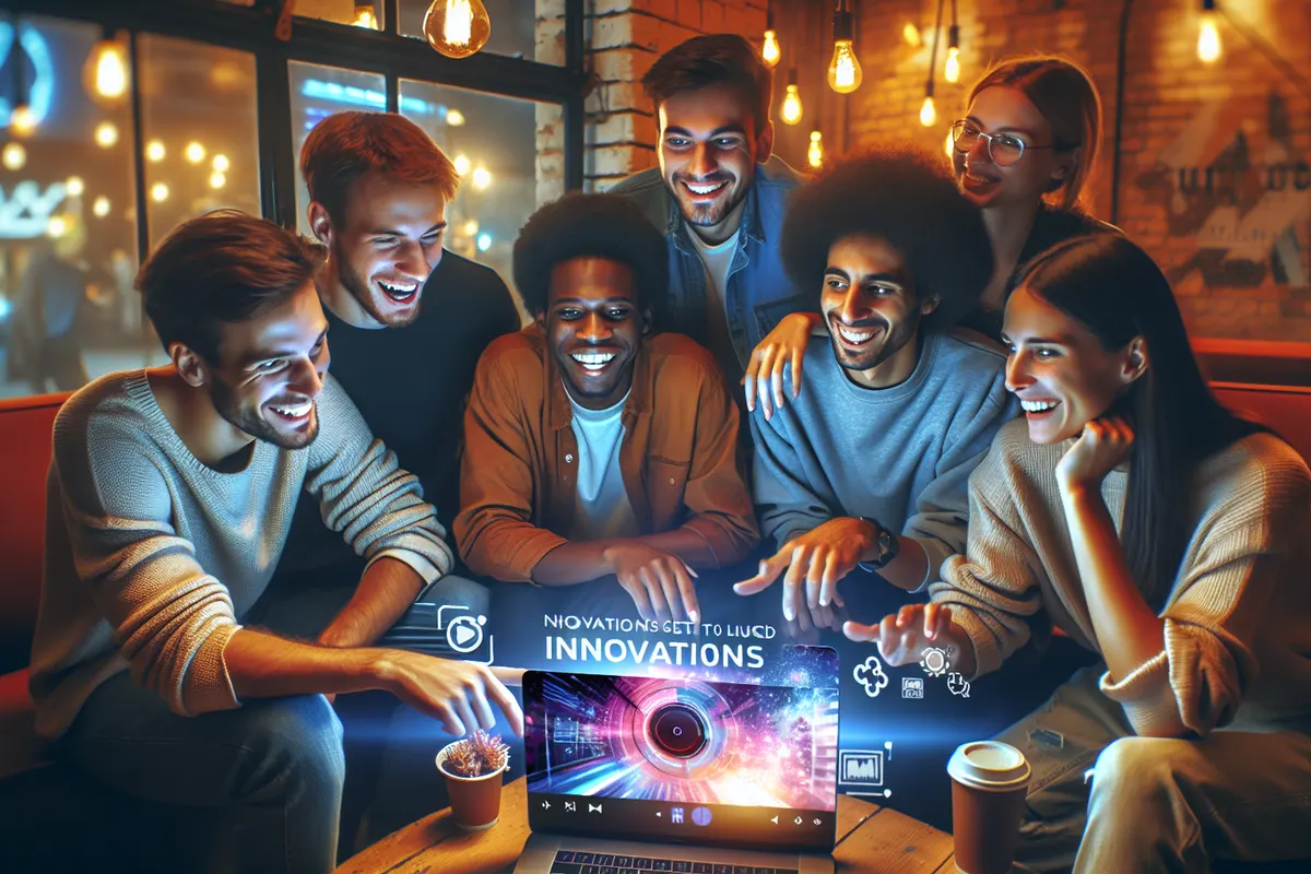 Créateur filmant une vidéo, entouré de versions modifiées par IA de sa tenue et de son décor.