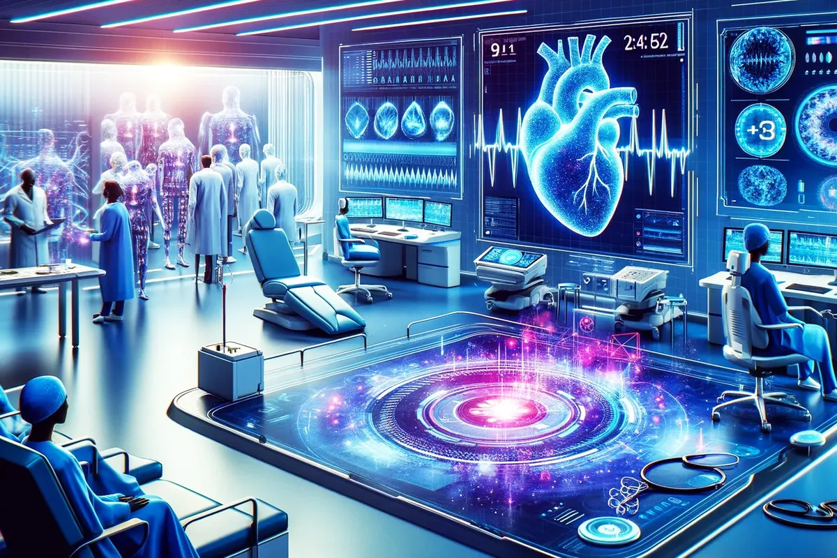 Un cardiologue et une patiente examinent une évaluation numérique personnalisée du risque cardiaque.