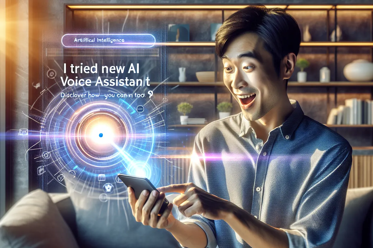 Une personne utilise un assistant IA vocal sur smartphone pour préparer des documents de travail.