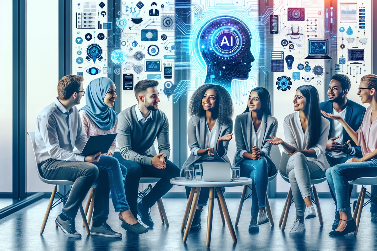 Une équipe examine la cartographie des données et les risques d’un système d’intelligence artificielle en entreprise.