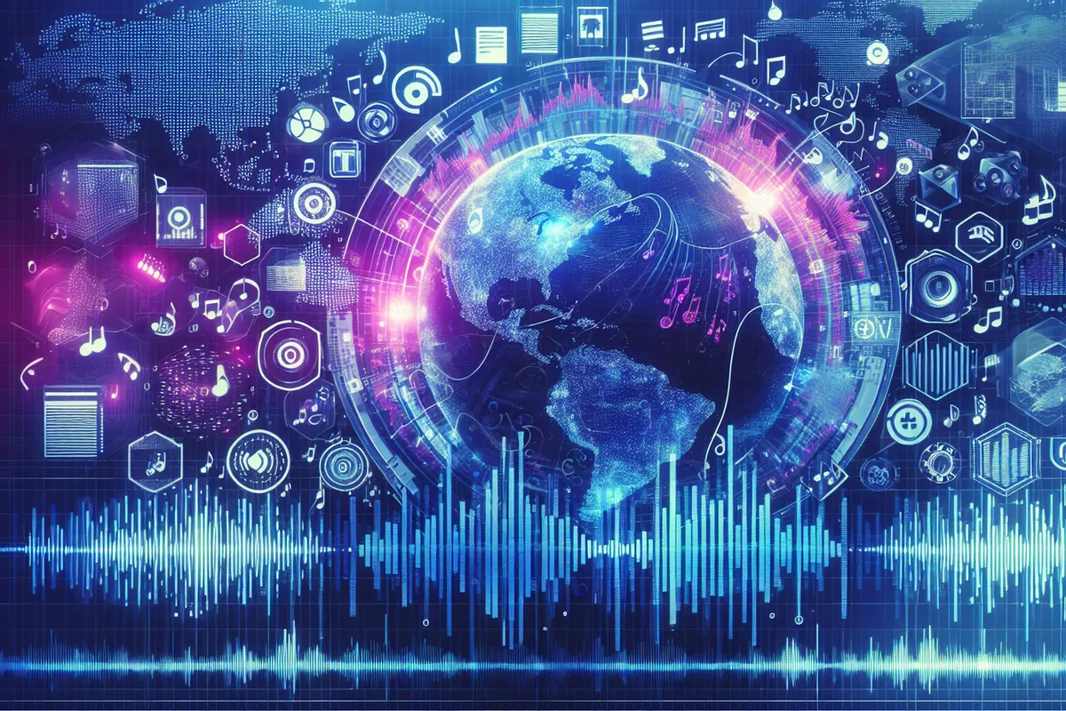 Artiste sur scène, public et production musicale illustrant l’essor du streaming et des concerts.