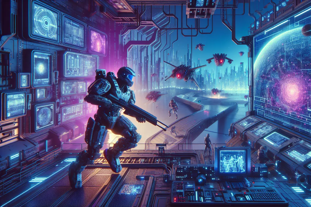 Un joueur observe sur son écran un couloir de FPS instable, où un ennemi disparaît hors du champ de vision.
