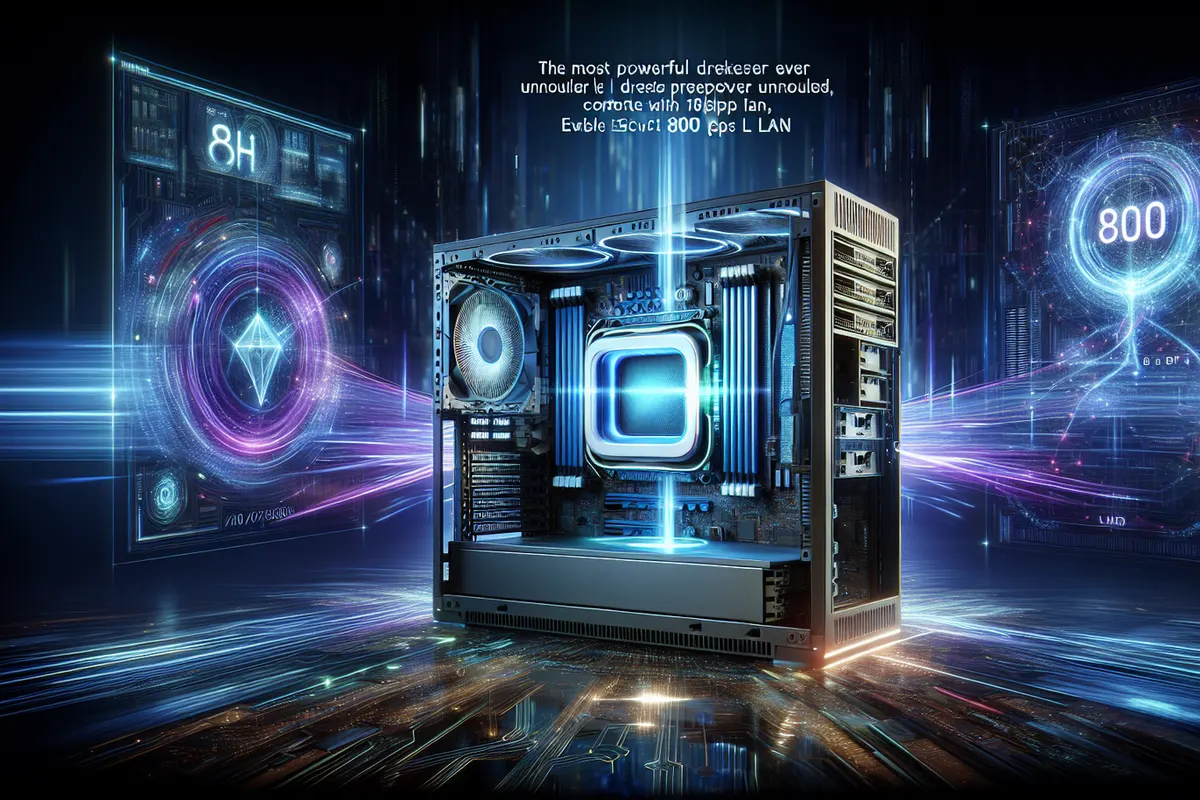 Station de calcul IA compacte reliée à un rack informatique par des câbles réseau à haut débit