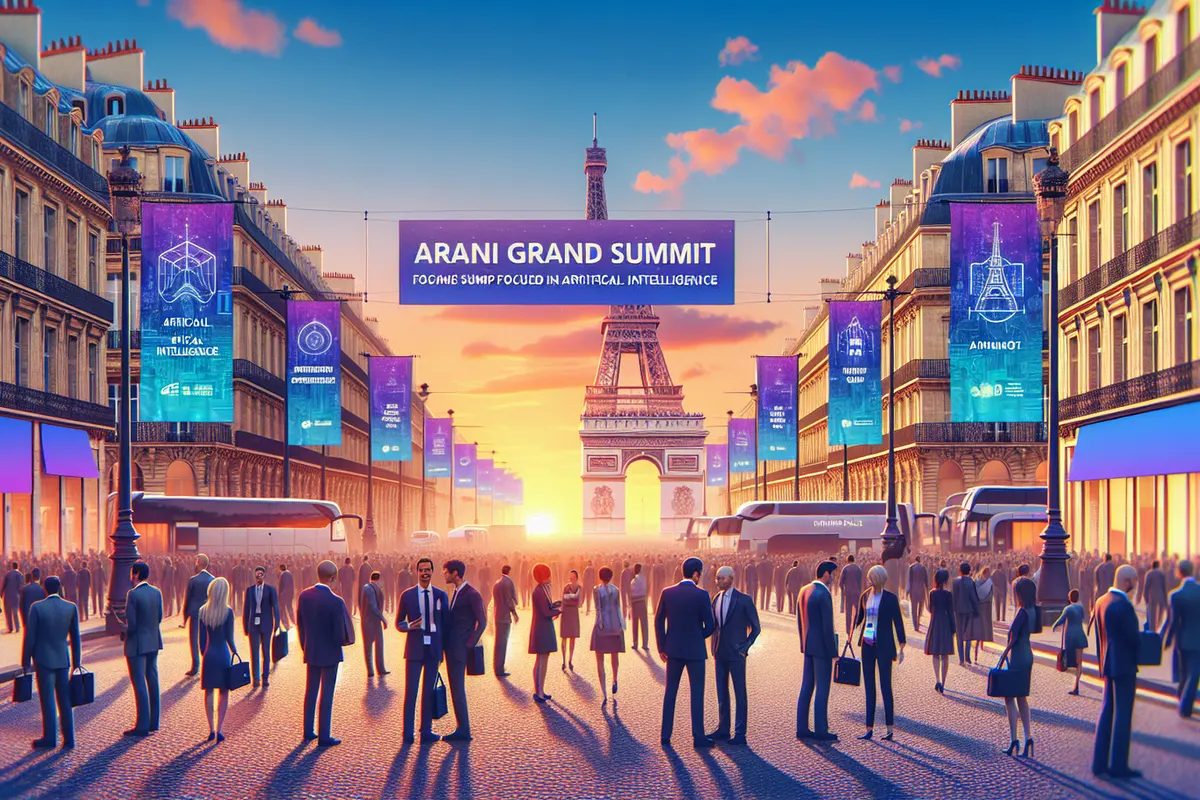 Participants réunis dans un grand hall parisien pour débattre de la gouvernance mondiale de l’intelligence artificielle.