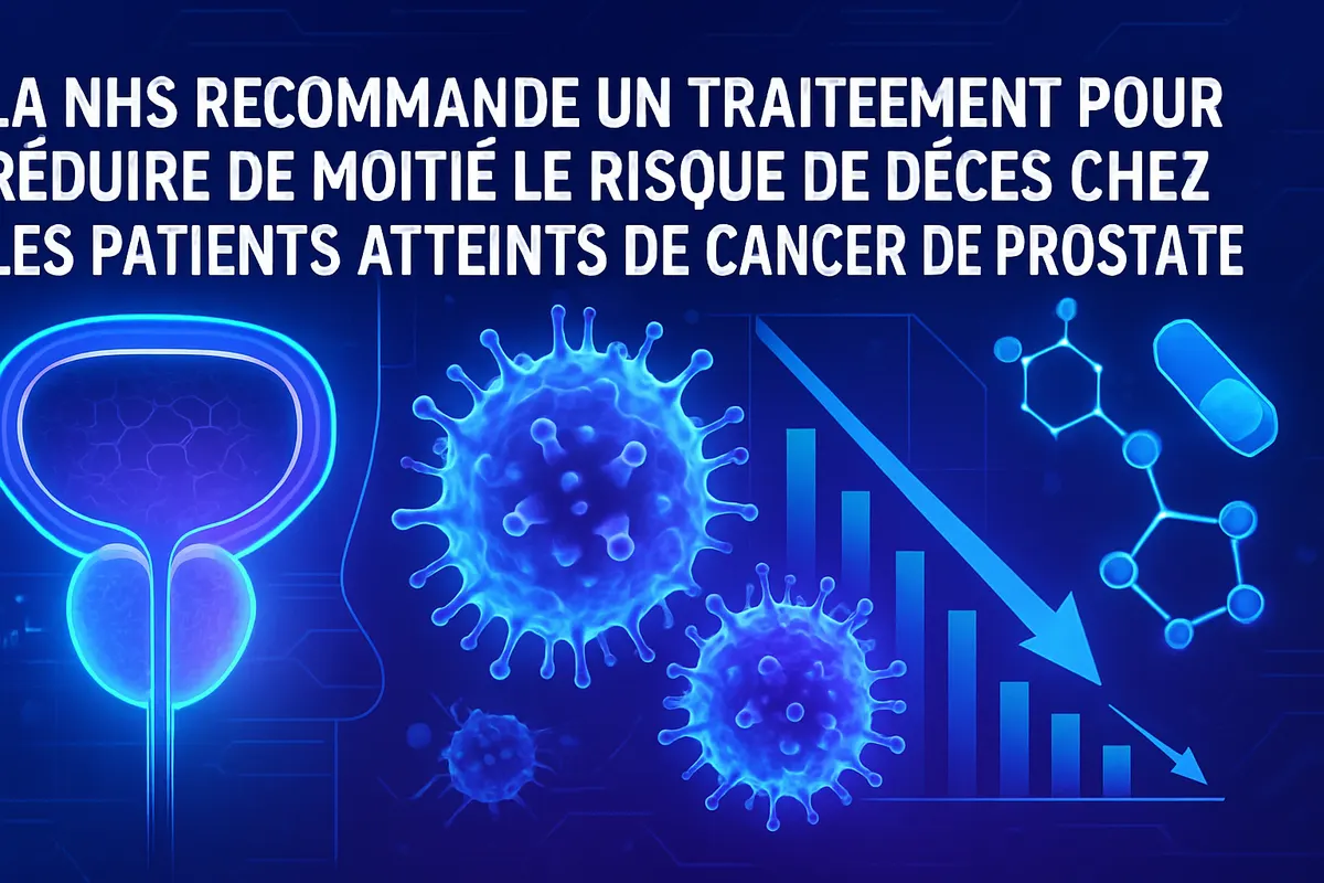 Un oncologue explique un traitement hormonal du cancer de la prostate à un patient en consultation.