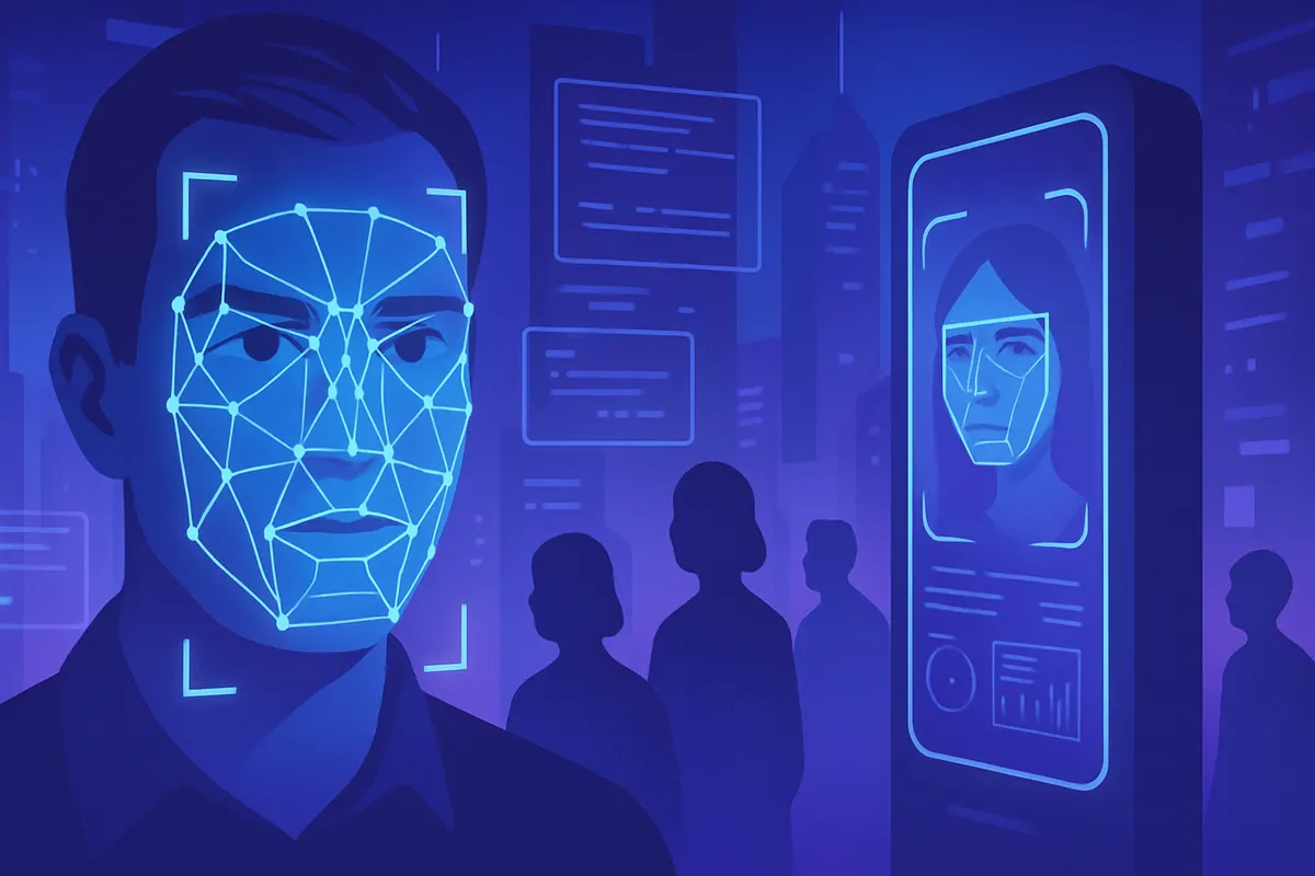 Une cliente entre dans un commerce sous une caméra de surveillance équipée de reconnaissance faciale.