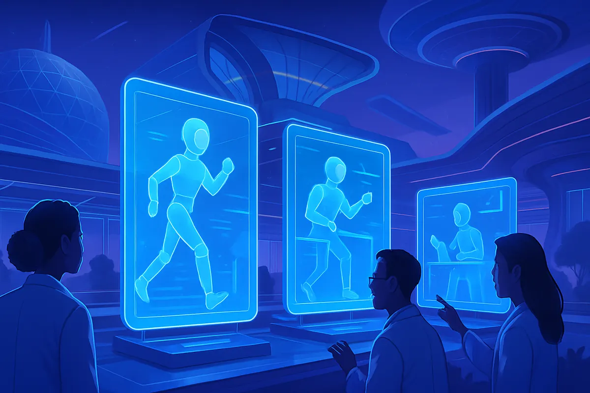 Des ingénieurs observent des simulations logicielles utilisées pour entraîner des agents d’intelligence artificielle.