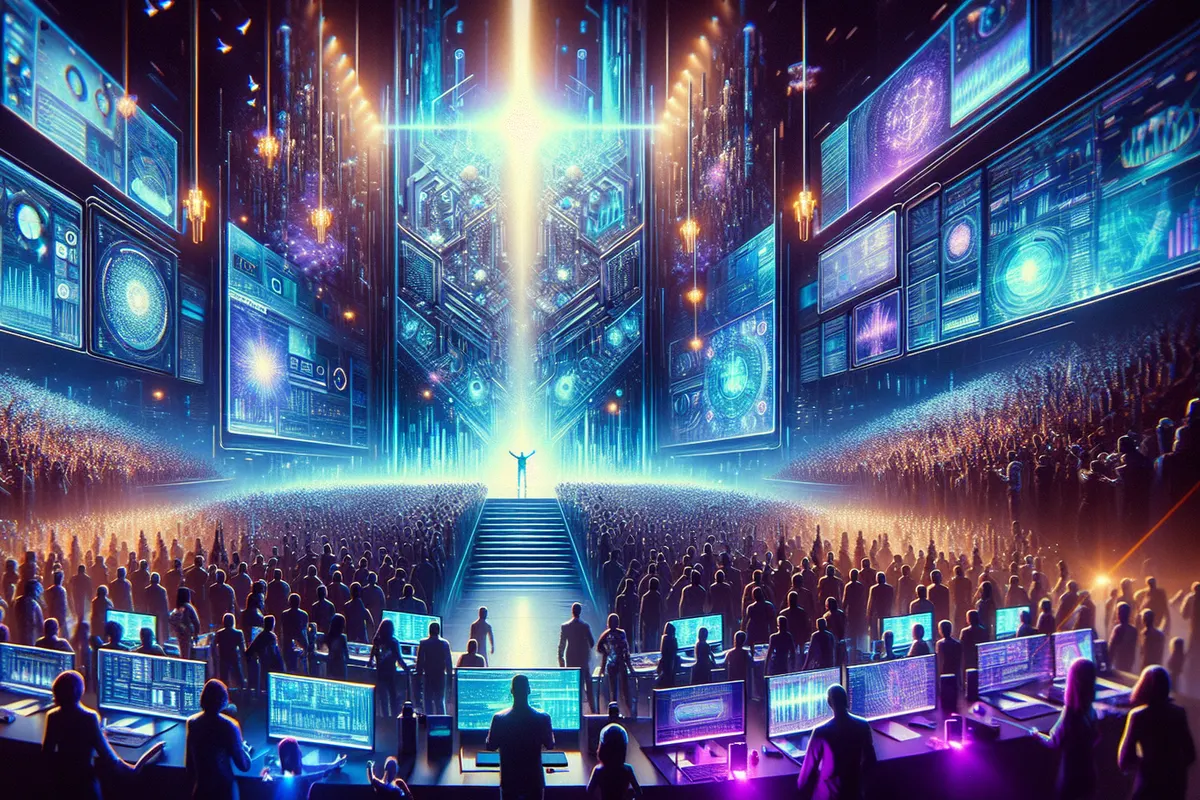Schéma visuel d’un réseau blockchain modulaire reliant données financières et inférence d’IA.