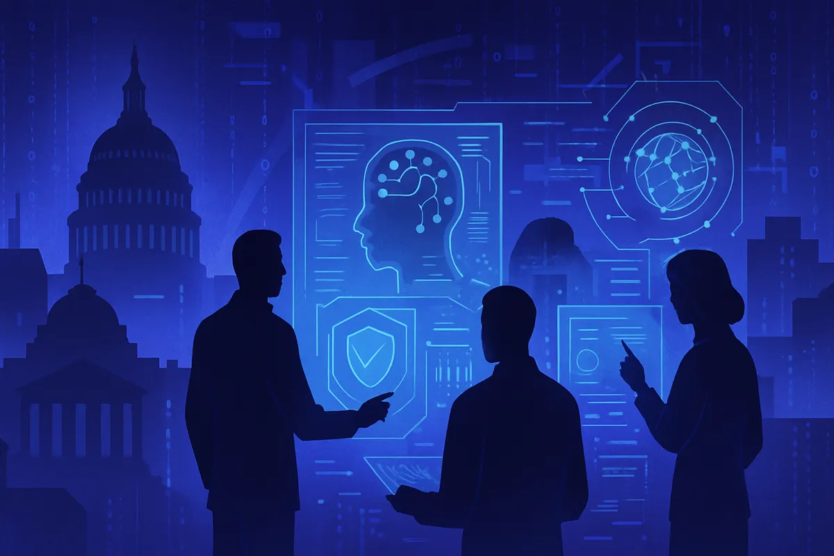 Des analystes examinent des documents sensibles et des données de cybersécurité dans une salle sécurisée.