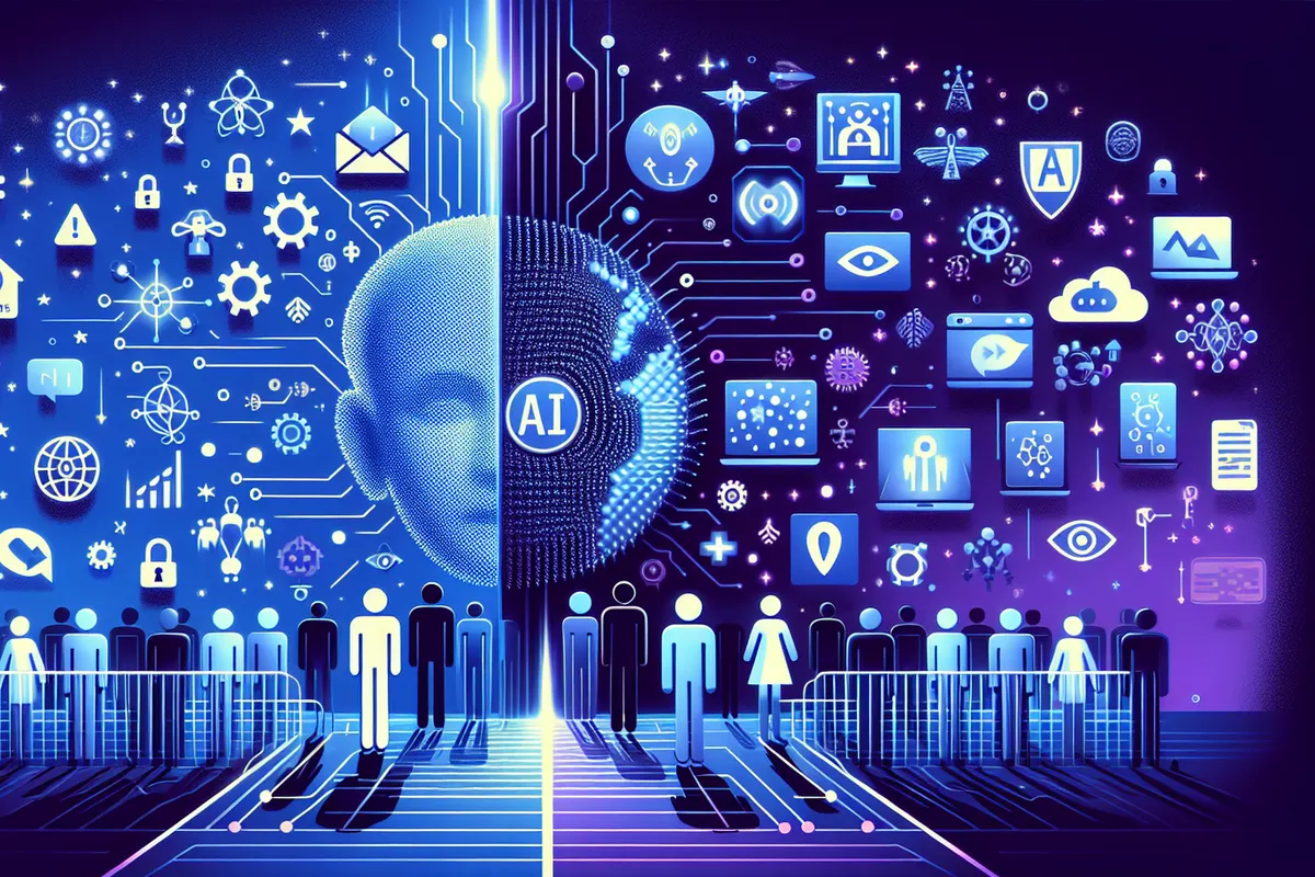 Une personne consulte un assistant d’intelligence artificielle sur son smartphone dans une messagerie.