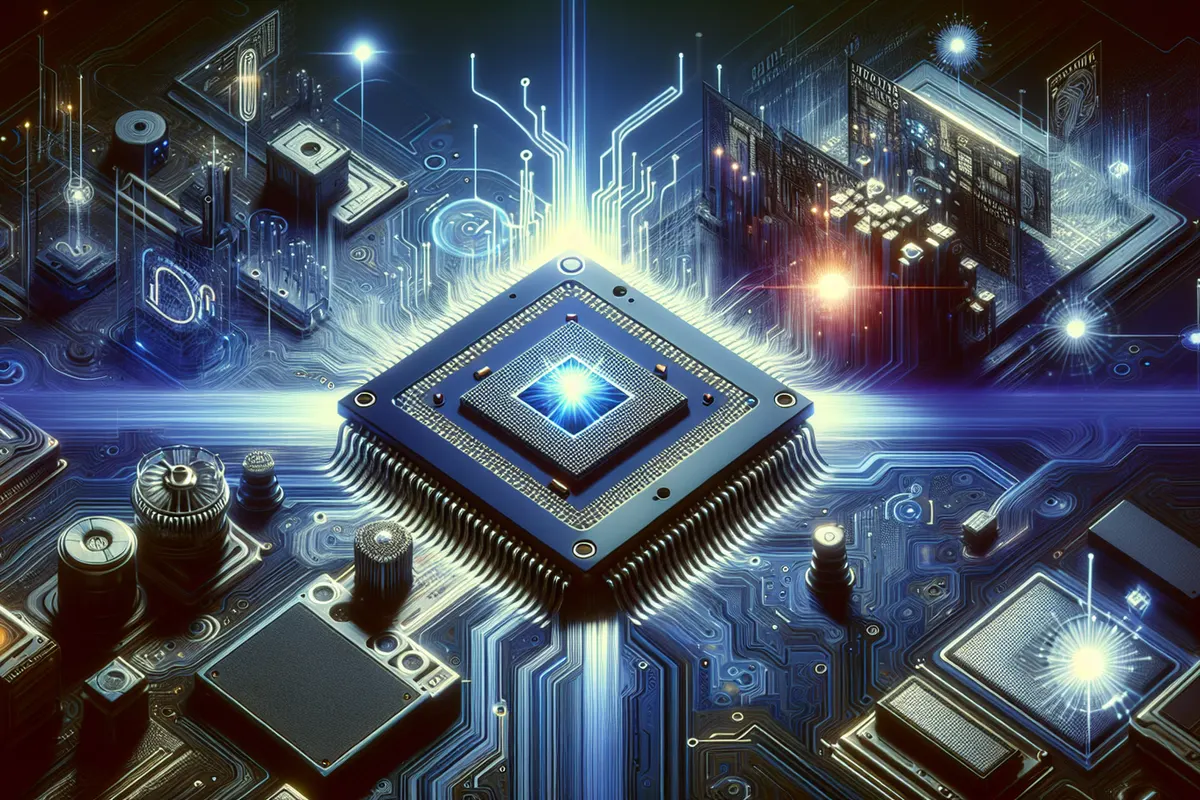 Ingénieur devant des serveurs interconnectés destinés à l’entraînement de grands modèles d’intelligence artificielle.